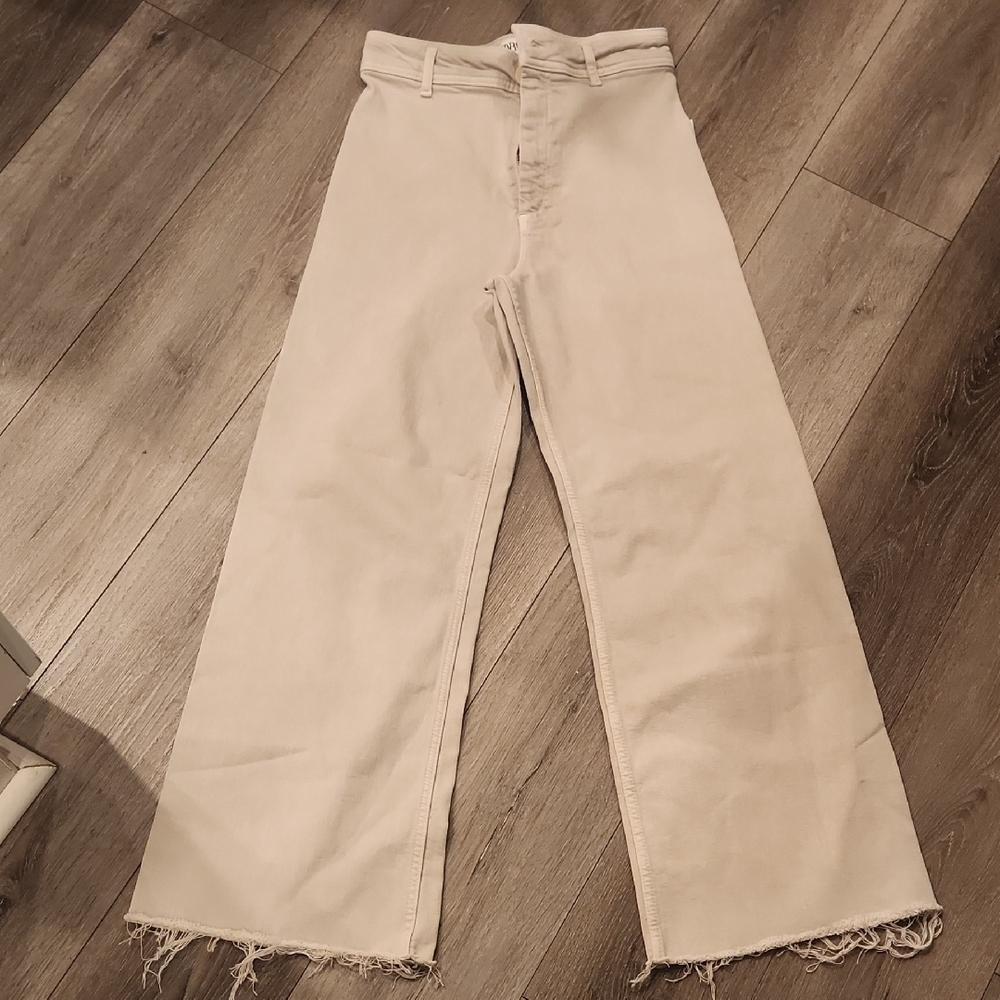 Zara  Wide-Leg Frayed Hem Pants